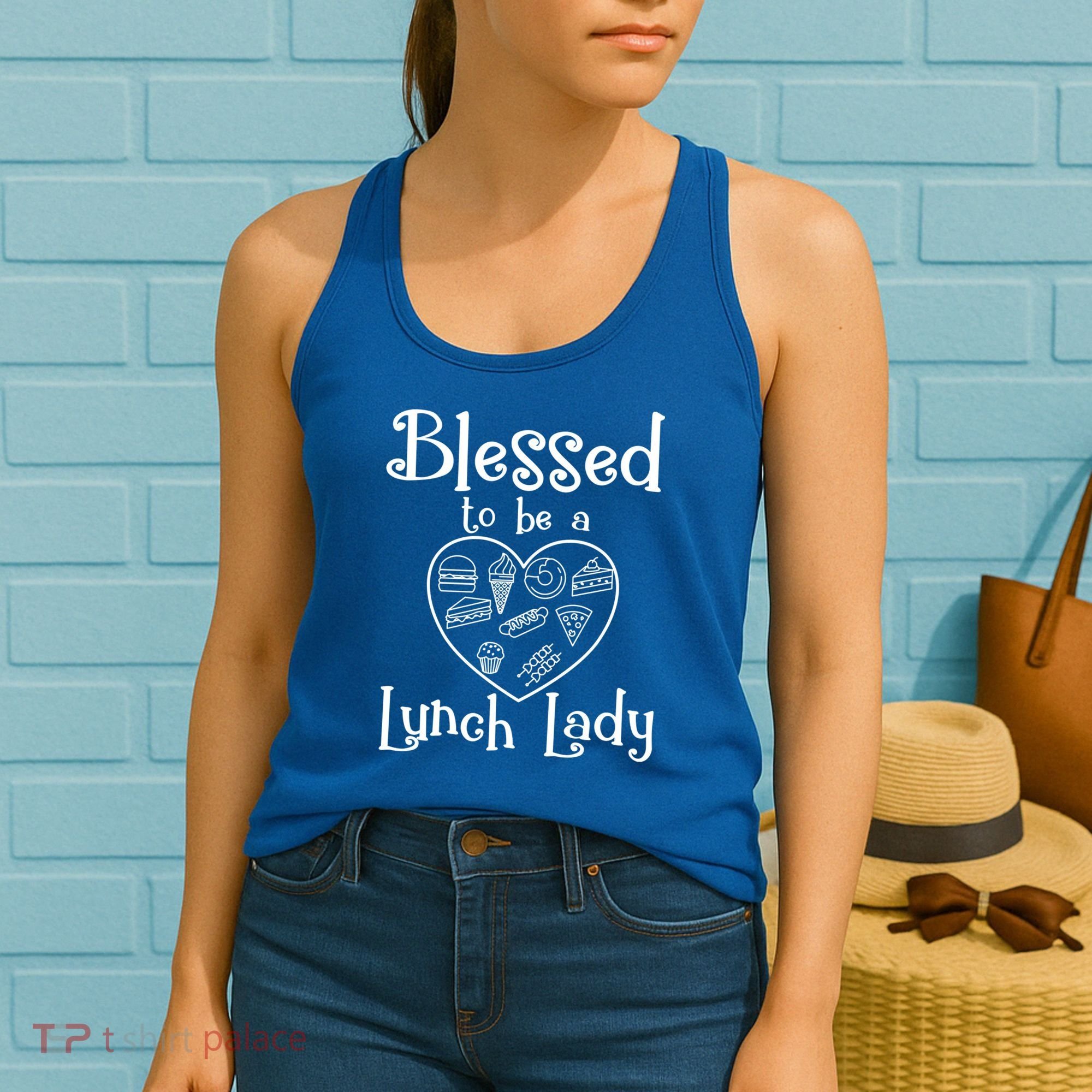 Blessed To Be A Lunch Lady Cafeteria Hero Funny Server Funny Gift Women's Tank Top