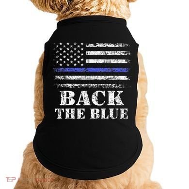 Back The Blue Thin Blue Line American Flag Police Support Doggie Tank