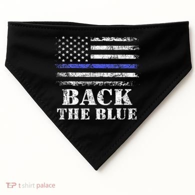 Back The Blue Thin Blue Line American Flag Police Support USA-Made Doggie Bandana