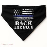 Back The Blue Thin Blue Line American Flag Police Support USA-Made Doggie Bandana thumb 0