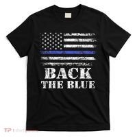 Back The Blue Thin Blue Line American Flag Police Support T-Shirt thumb 0