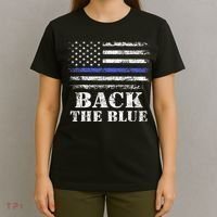 Back The Blue Thin Blue Line American Flag Police Support T-Shirt thumb 4