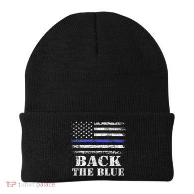 Back The Blue Thin Blue Line American Flag Police Support Beanie