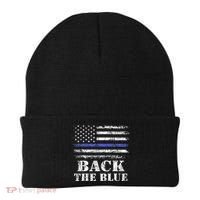 Back The Blue Thin Blue Line American Flag Police Support Beanie thumb 0