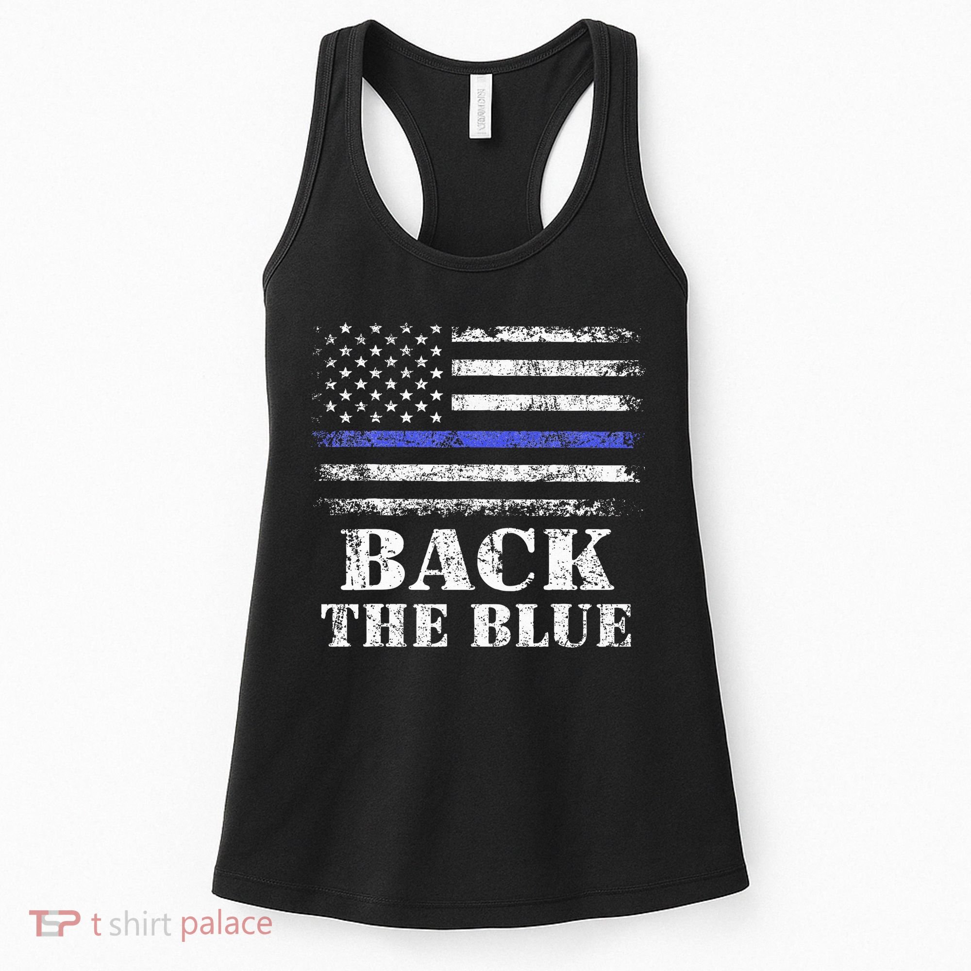 Back The Blue Thin Blue Line American Flag Police Support Women's Tank Top