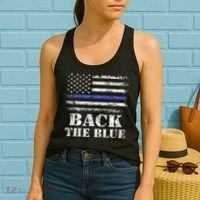 Back The Blue Thin Blue Line American Flag Police Support Women's Tank Top thumb 2