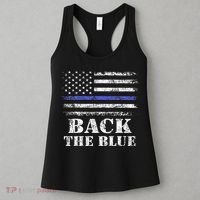 Back The Blue Thin Blue Line American Flag Police Support Women's Tank Top thumb 3
