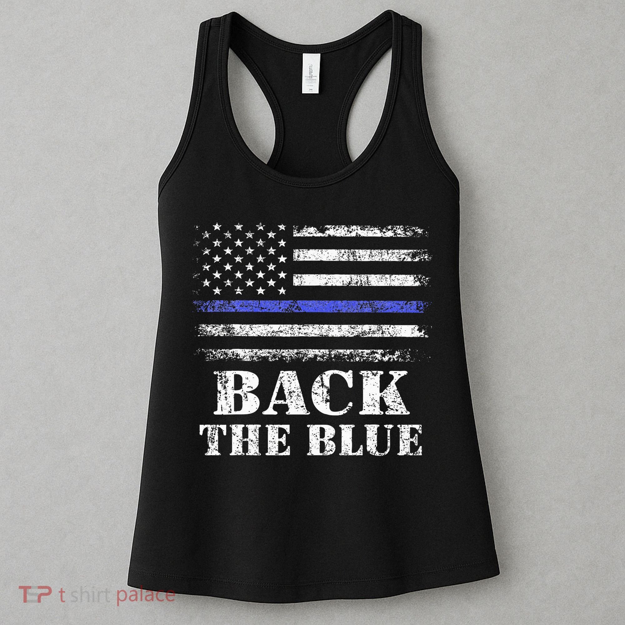 Back The Blue Thin Blue Line American Flag Police Support Women's Tank Top