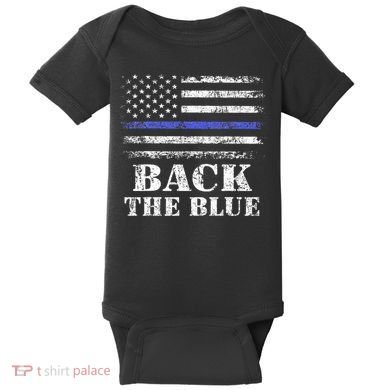 Back The Blue Thin Blue Line American Flag Police Support Baby Bodysuit