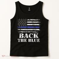 Back The Blue Thin Blue Line American Flag Police Support Tank Top thumb 2