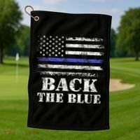 Back The Blue Thin Blue Line American Flag Police Support Golf Towel thumb 1