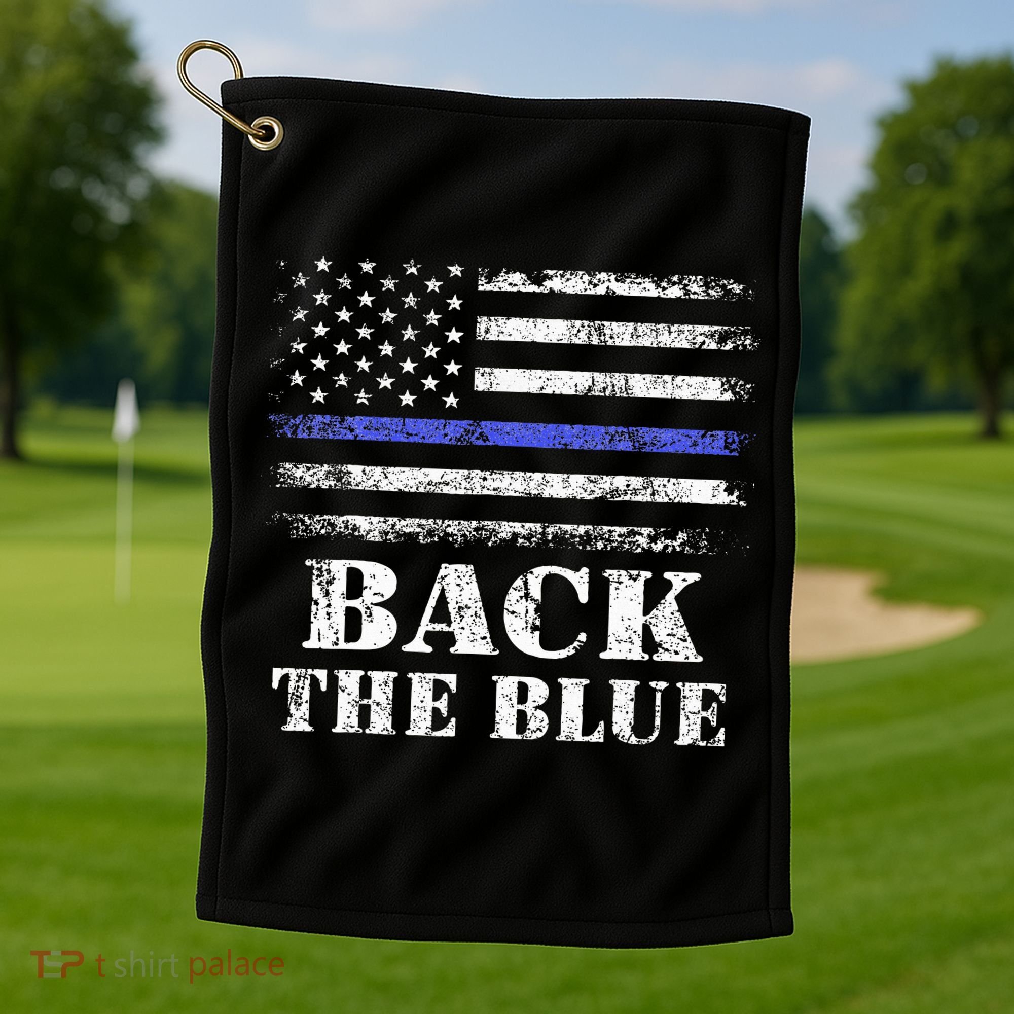 Back The Blue Thin Blue Line American Flag Police Support Golf Towel