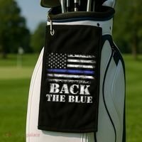 Back The Blue Thin Blue Line American Flag Police Support Golf Towel thumb 2