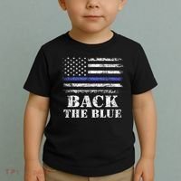 Back The Blue Thin Blue Line American Flag Police Support Toddler T-Shirt thumb 2