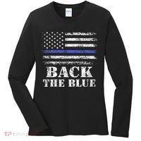 Back The Blue Thin Blue Line American Flag Police Support Women's Long Sleeve Shirt thumb 0