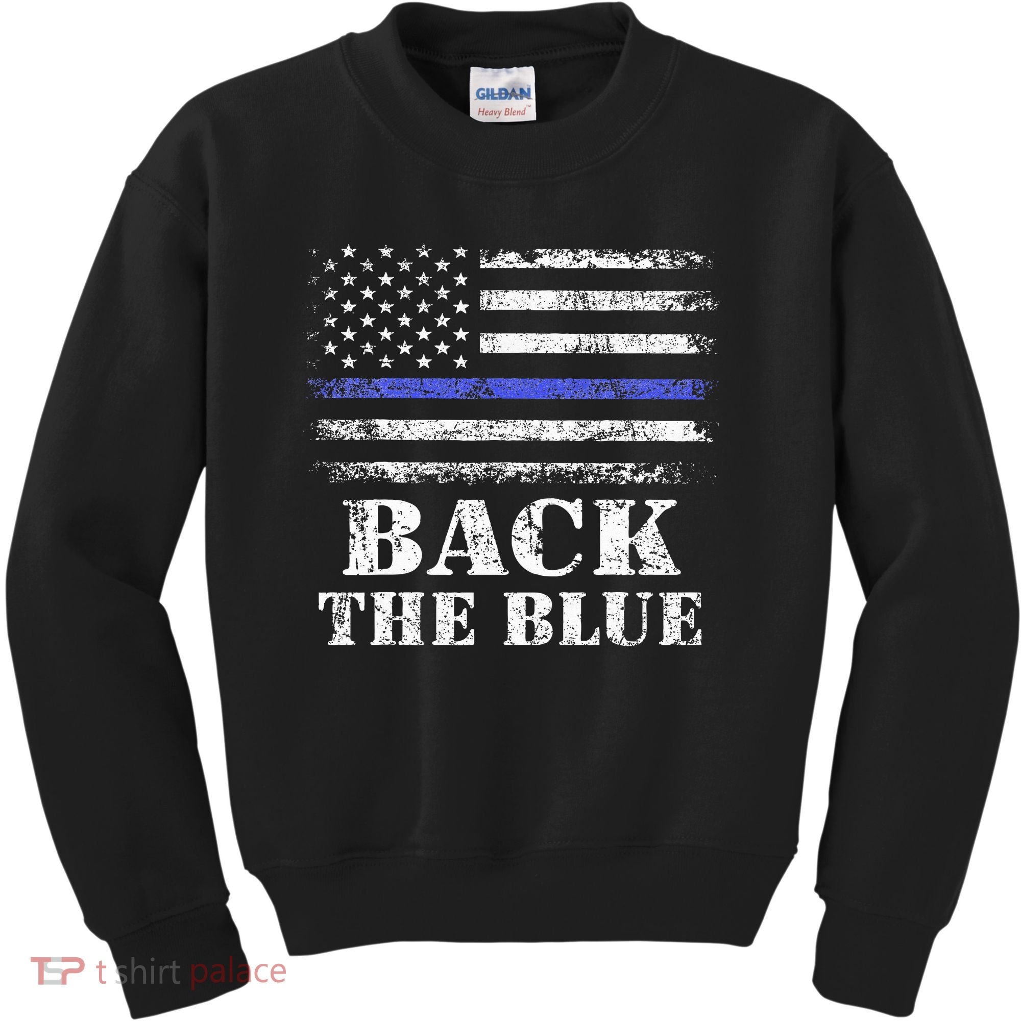 Back The Blue Thin Blue Line American Flag Police Support Kids Sweatshirt