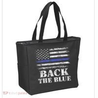 Back The Blue Thin Blue Line American Flag Police Support Tote Bag thumb 2