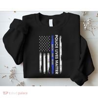 Back The Blue Thin Blue Line Usa Flag Police Lives Matter Sweatshirt thumb 2