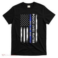 Back The Blue Thin Blue Line Usa Flag Police Lives Matter T-Shirt thumb 0
