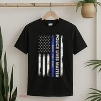 Back The Blue Thin Blue Line Usa Flag Police Lives Matter T-Shirt thumb 2