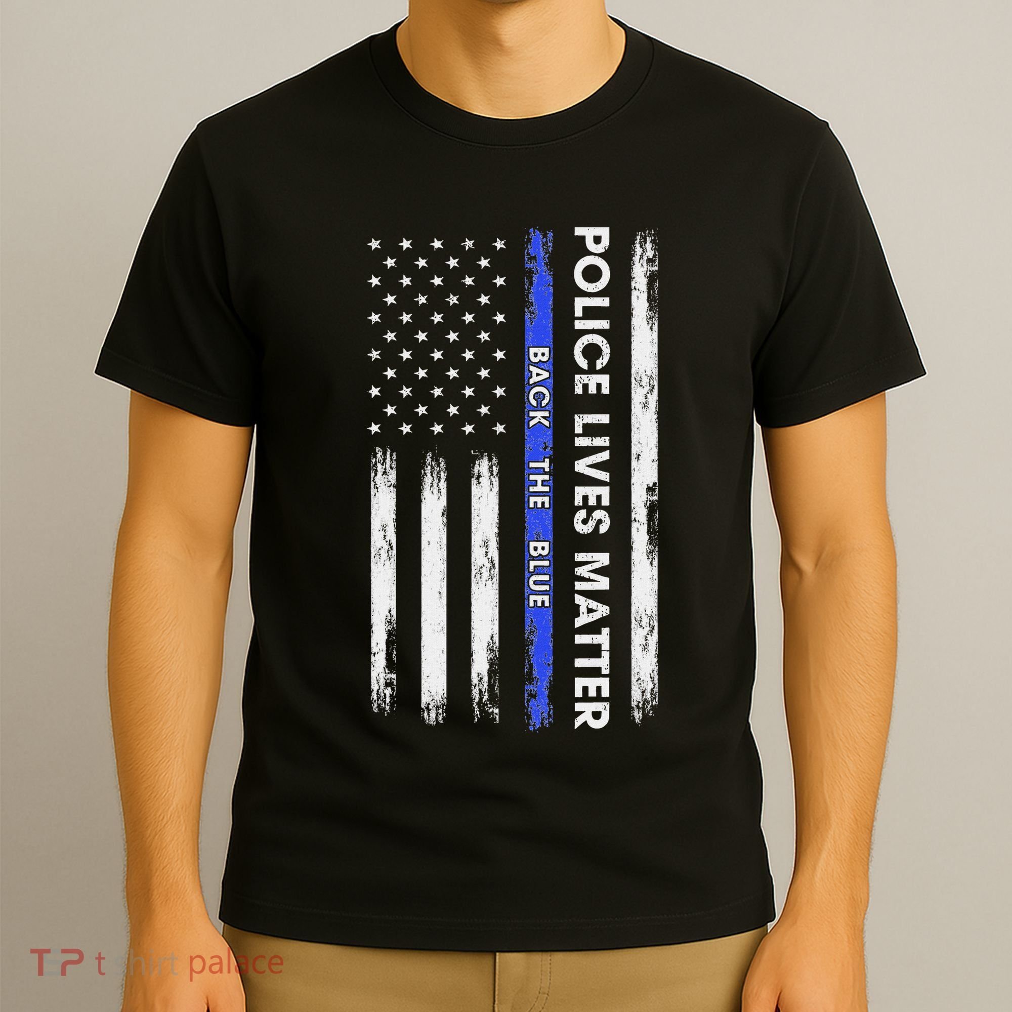 Back The Blue Thin Blue Line Usa Flag Police Lives Matter T-Shirt