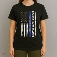 Back The Blue Thin Blue Line Usa Flag Police Lives Matter T-Shirt thumb 4