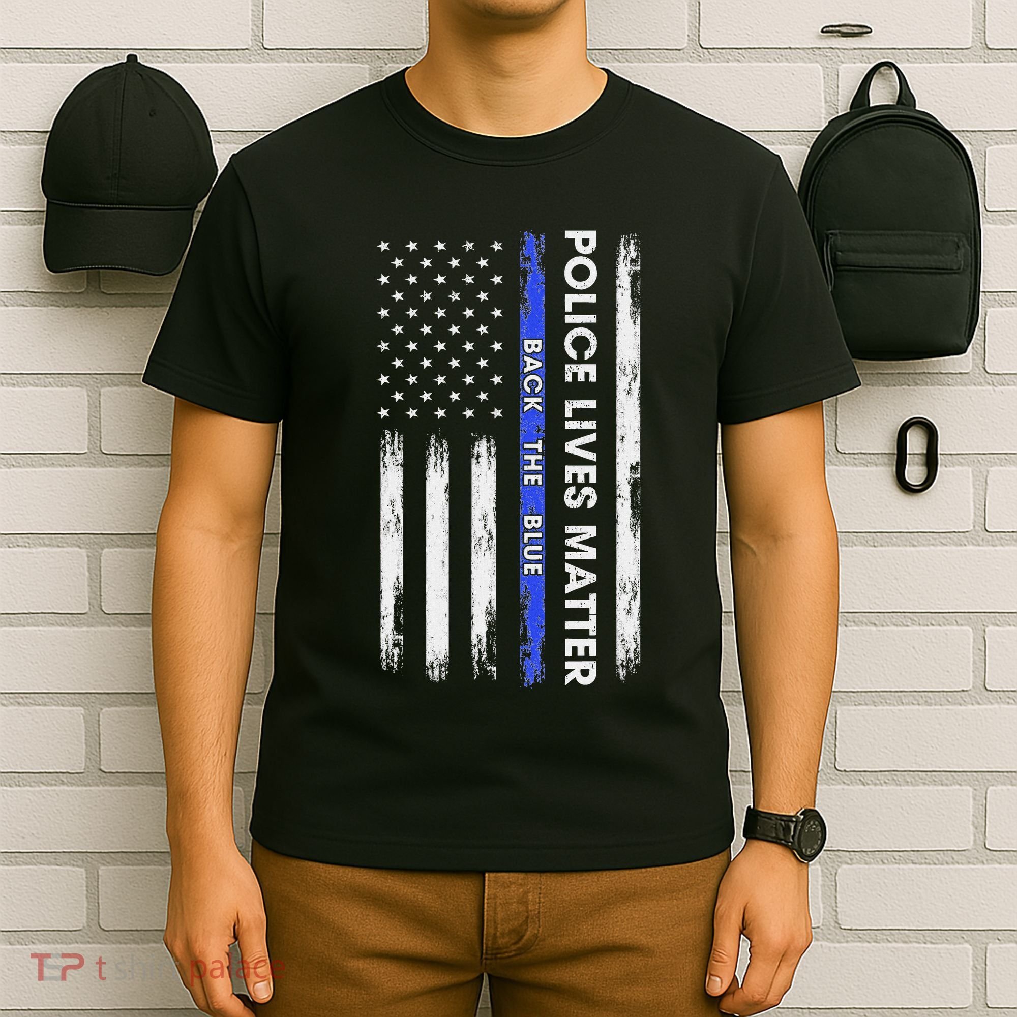 Back The Blue Thin Blue Line Usa Flag Police Lives Matter T-Shirt