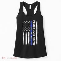 Back The Blue Thin Blue Line Usa Flag Police Lives Matter Women's Tank Top thumb 0