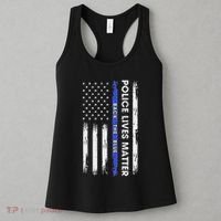 Back The Blue Thin Blue Line Usa Flag Police Lives Matter Women's Tank Top thumb 3