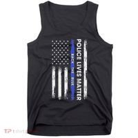 Back The Blue Thin Blue Line Usa Flag Police Lives Matter Tank Top thumb 0