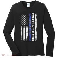 Back The Blue Thin Blue Line Usa Flag Police Lives Matter Women's Long Sleeve Shirt thumb 0