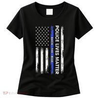 Back The Blue Thin Blue Line Usa Flag Police Lives Matter Women's T-Shirt thumb 0