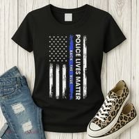 Back The Blue Thin Blue Line Usa Flag Police Lives Matter Women's T-Shirt thumb 3