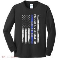 Back The Blue Thin Blue Line Usa Flag Police Lives Matter Kids Long Sleeve Shirt thumb 0