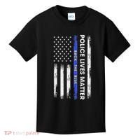 Back The Blue Thin Blue Line Usa Flag Police Lives Matter Kids T-Shirt thumb 0