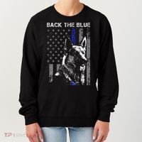 Back The Blue Thin Blue Line Flag K9 German Shepherd Police Women's Sweatshirt thumb 0