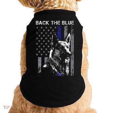 Back The Blue Thin Blue Line Flag K9 German Shepherd Police Doggie Tank