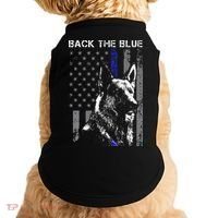 Back The Blue Thin Blue Line Flag K9 German Shepherd Police Doggie Tank thumb 0