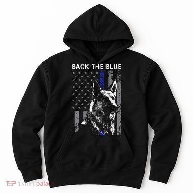 Back The Blue Thin Blue Line Flag K9 German Shepherd Police Hoodie