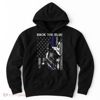 Back The Blue Thin Blue Line Flag K9 German Shepherd Police Hoodie thumb 0