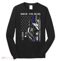 Back The Blue Thin Blue Line Flag K9 German Shepherd Police Long Sleeve Shirt thumb 0