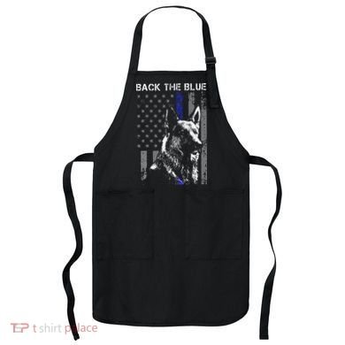 Back The Blue Thin Blue Line Flag K9 German Shepherd Police Apron