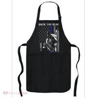 Back The Blue Thin Blue Line Flag K9 German Shepherd Police Apron thumb 0