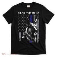 Back The Blue Thin Blue Line Flag K9 German Shepherd Police T-Shirt thumb 0