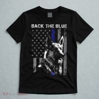 Back The Blue Thin Blue Line Flag K9 German Shepherd Police T-Shirt thumb 5