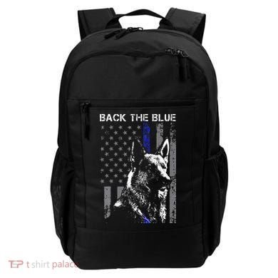 Back The Blue Thin Blue Line Flag K9 German Shepherd Police Backpack