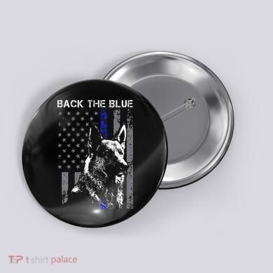 Back The Blue Thin Blue Line Flag K9 German Shepherd Police Button