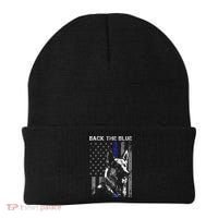Back The Blue Thin Blue Line Flag K9 German Shepherd Police Beanie thumb 0