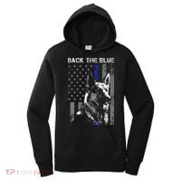 Back The Blue Thin Blue Line Flag K9 German Shepherd Police Women's Hoodie thumb 0