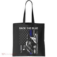 Back The Blue Thin Blue Line Flag K9 German Shepherd Police Tote Bag thumb 0